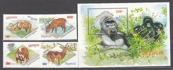 Uganda - Yvert Mail 900/3+H 157 ** Mnh Fauna
