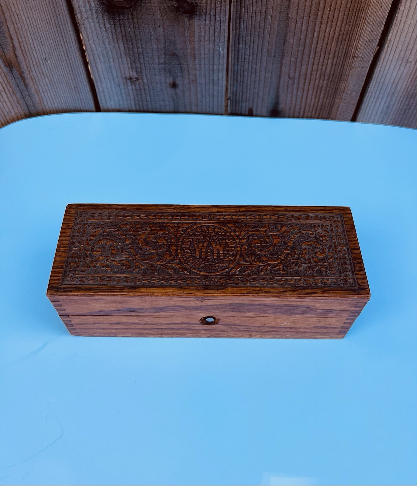 Antique WHEELER & WILSON Sewing Machine Parts Box Oak Original Hardware Wood