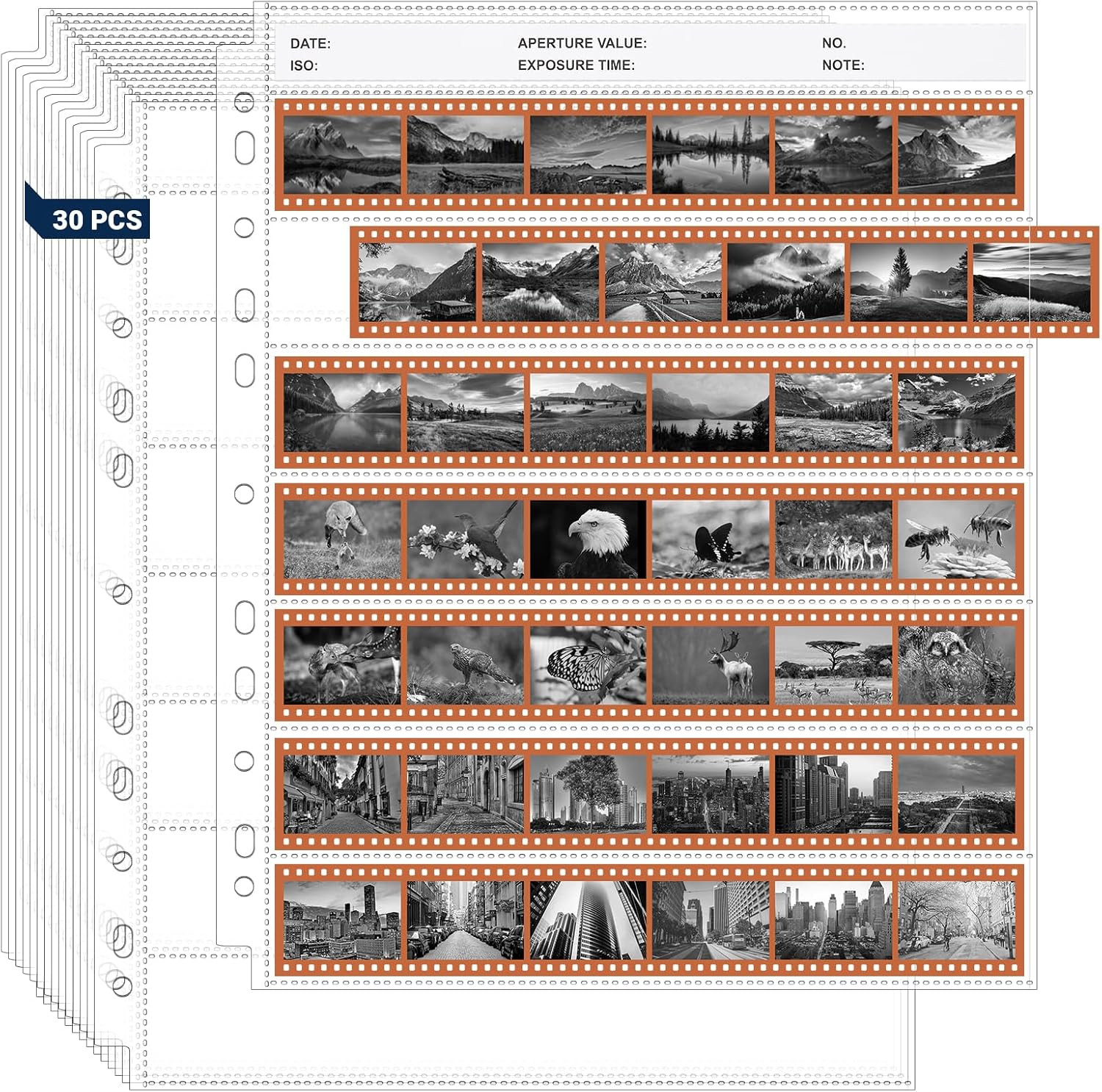 35Mm Film Holder 135-7, Pack of 30 Acid Free Film Negative Sleeves, 35Mm Negativ