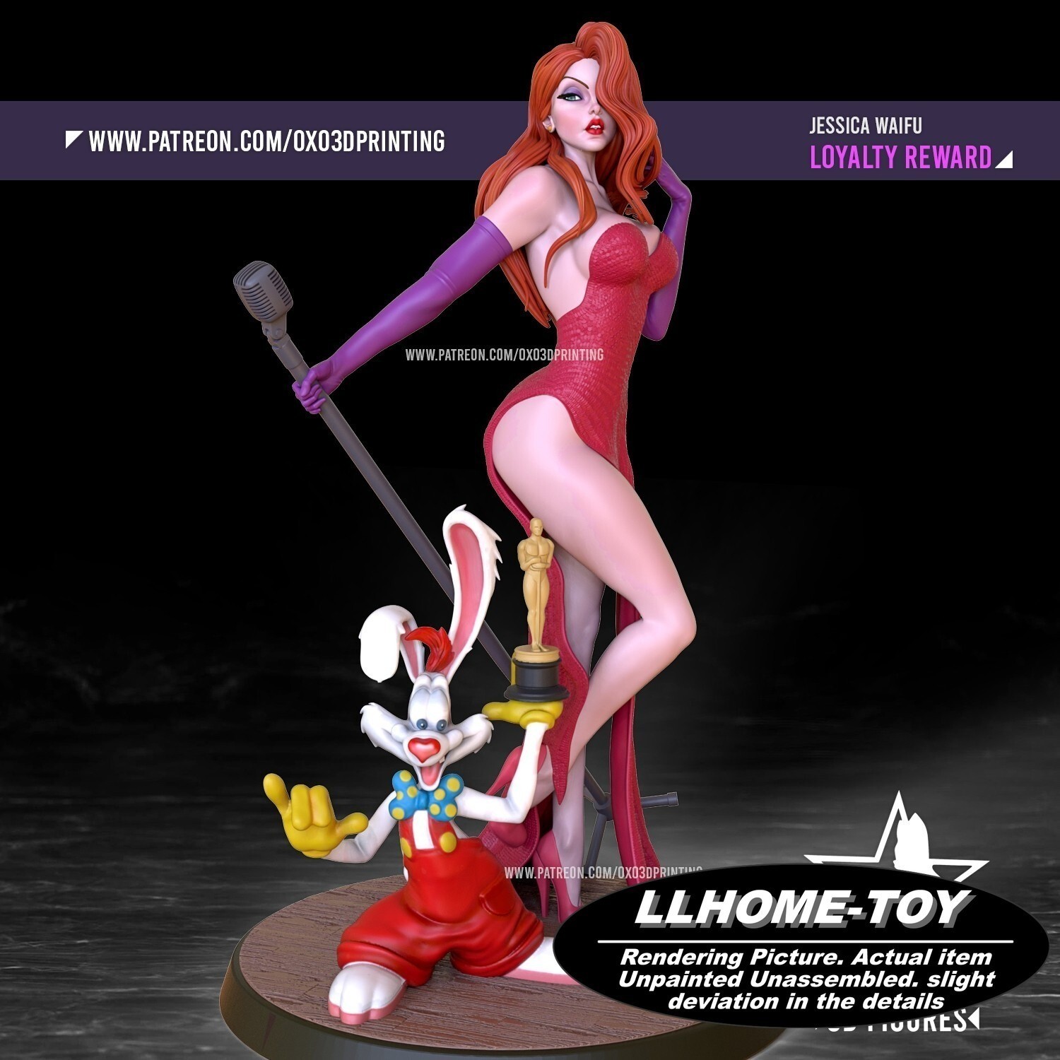 1/6 Jessica & rabbit 3d Print Model Unpainted Garage Kit Statue Figure