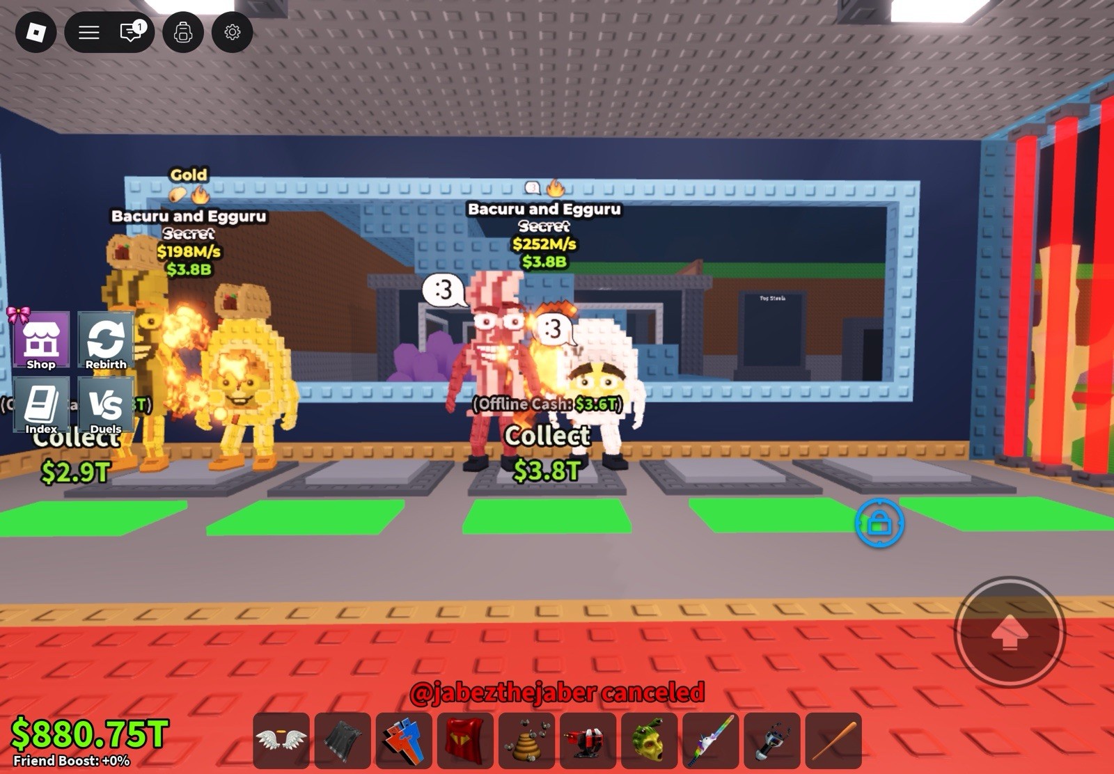 Roblox Secret Game Item Bacuru and Egguru Gold Offline Cash Asset