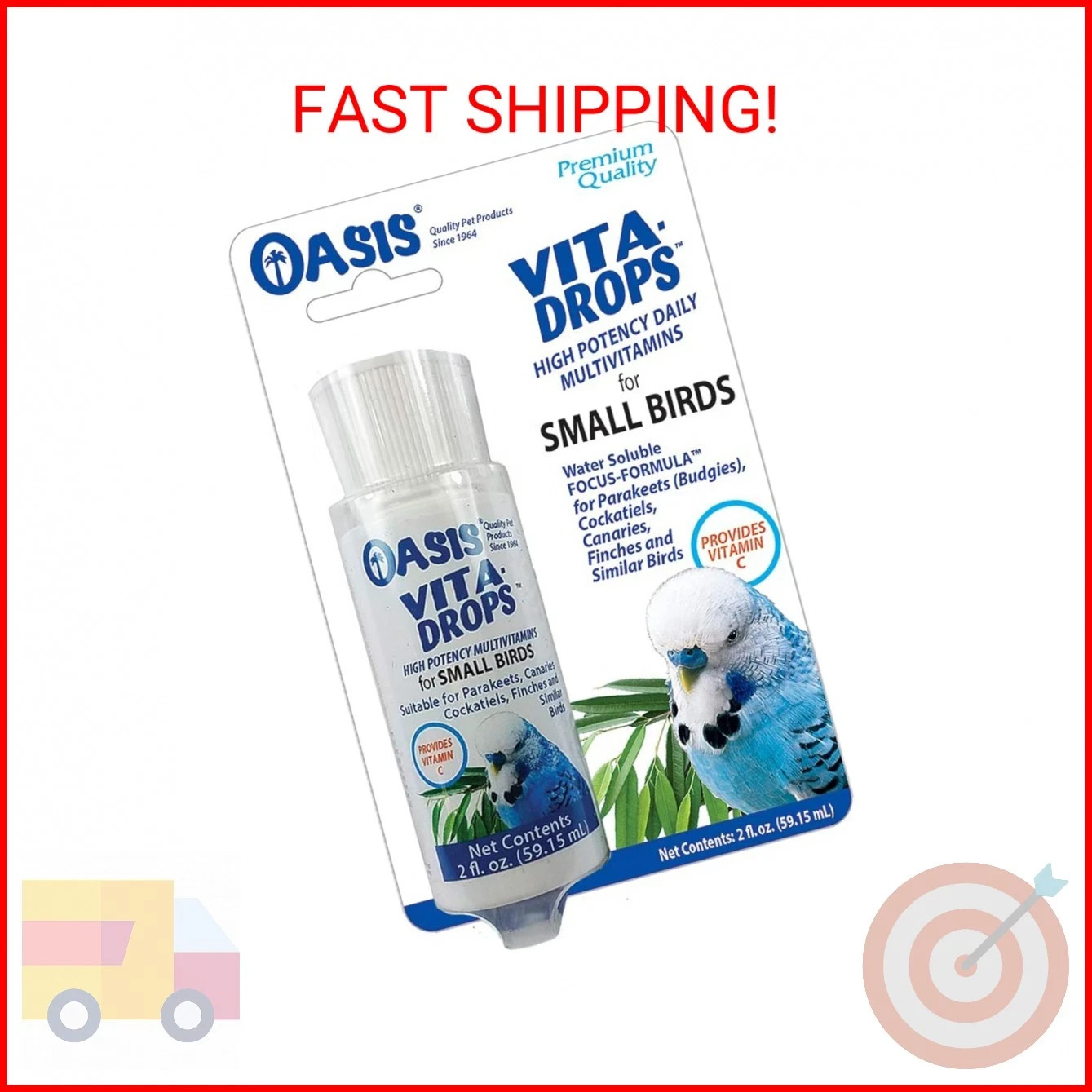 OASIS #80257 Vita Drops Multivitamin for Small Birds – 2 oz Liquid Vitamin Suppl