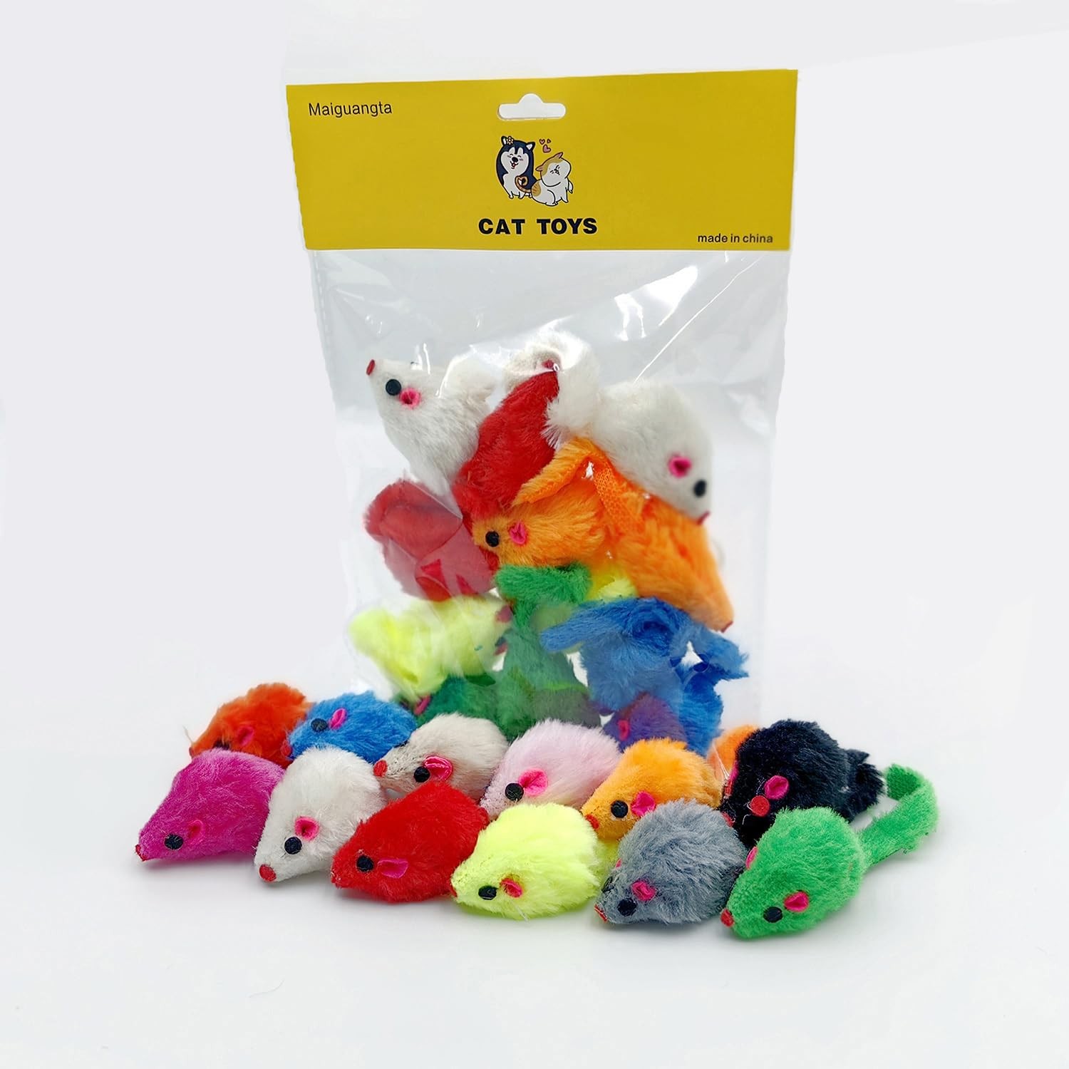 Maiguangta 12PCS Cat Mouse Toys,Faux Fur Mice Toys with Plastic Colorful 