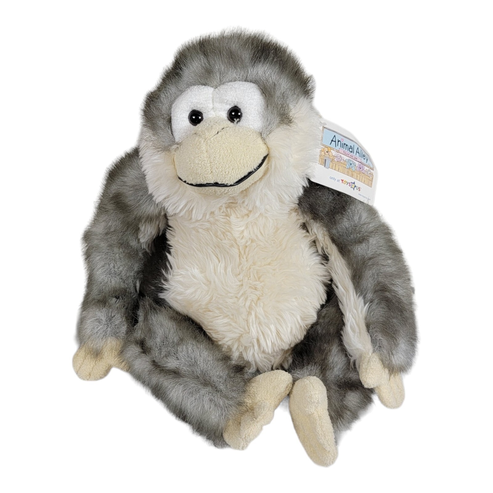 Monkey Plush Stuffed Animal Alley 12” Sitting Gray 2000 Toys R Us Soft Cuddly