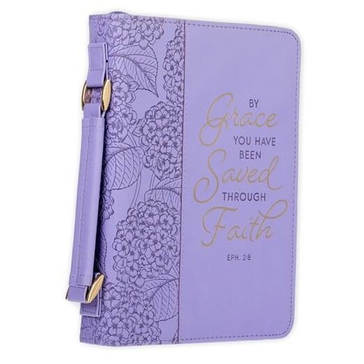  Faux Leather Fashion Bible Cover for Women: by Grace You Have Been Saved Large