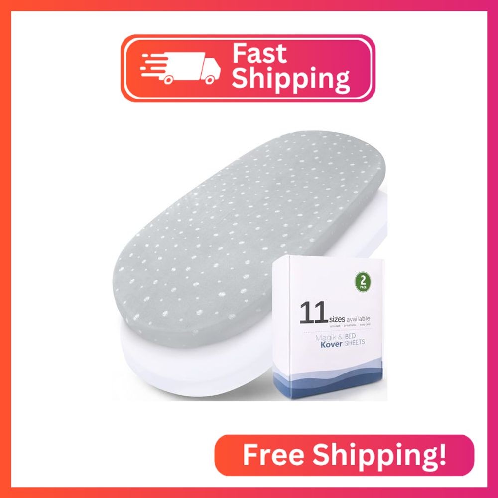 Bassinet Sheets 2 Pack (16 x 32) - Fit for Delta Children Deluxe Sweet, Dream On