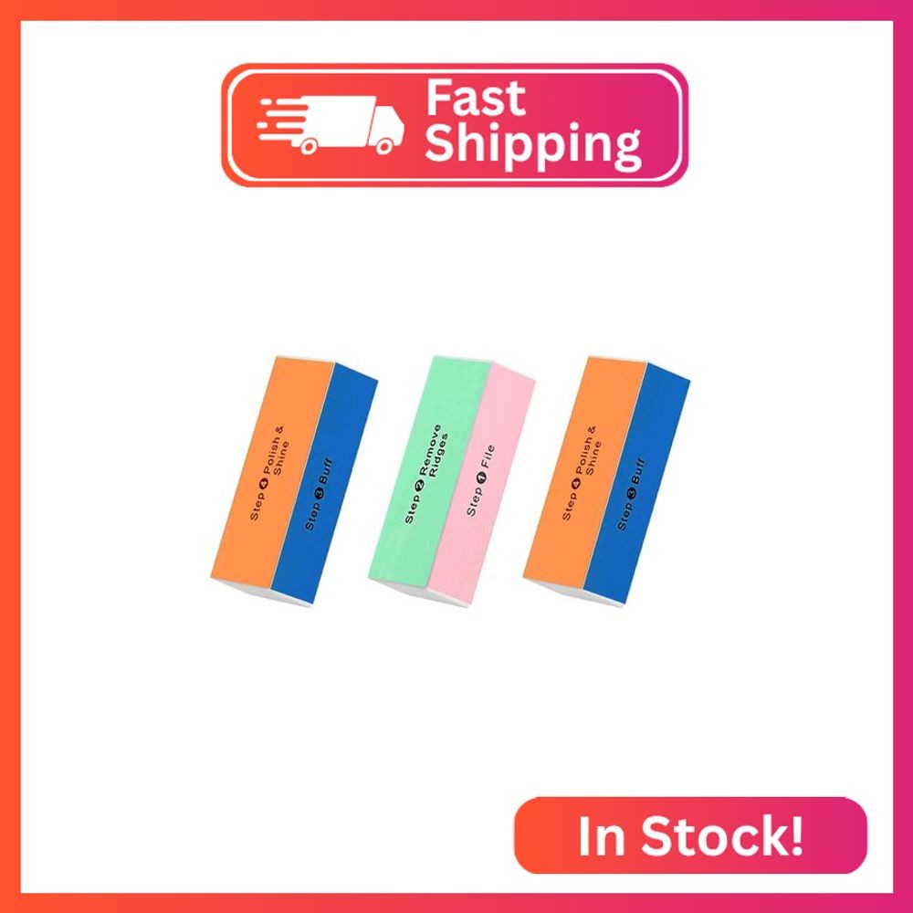 Soft 'N Style 4 Way Shiny Block / 4 Step Buffing Block Shine Nail Buffer 3 pcs