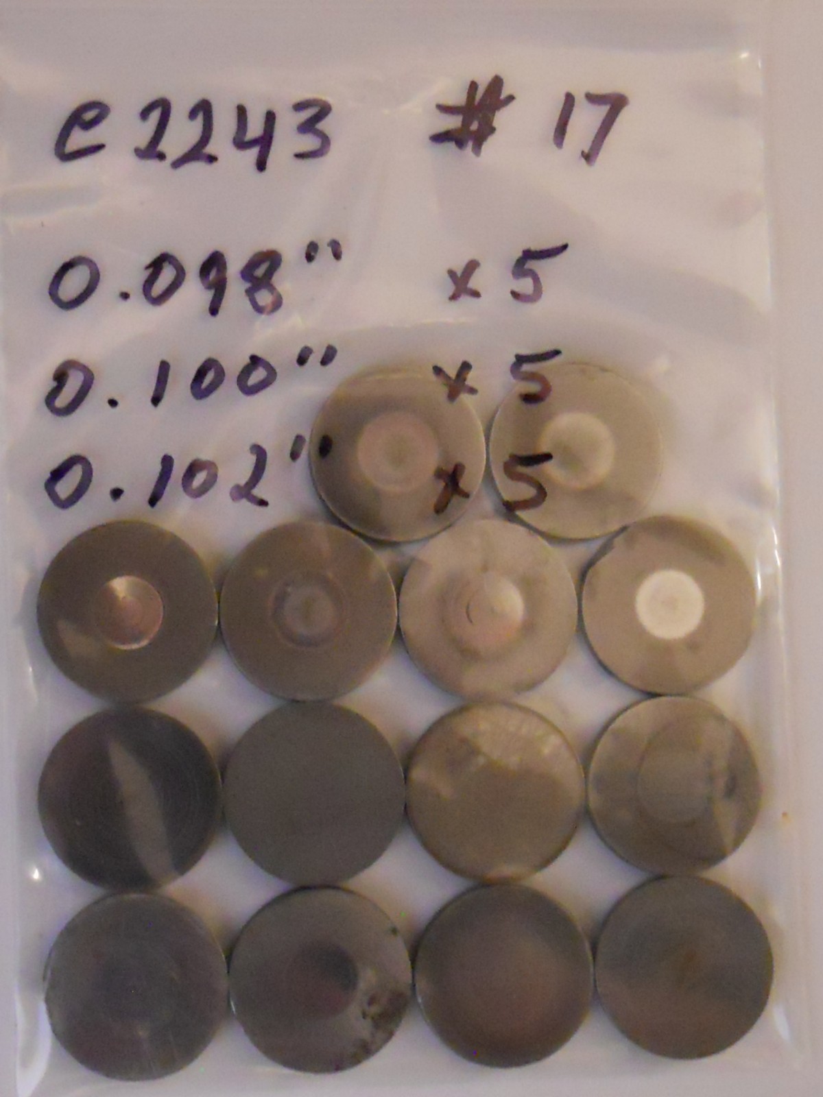 Jaguar valve adjusting shims part number C2243 for XJ6, XJ12 4.2, 5.3 Engine