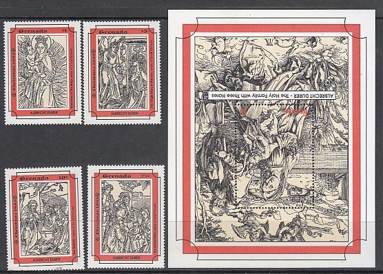 Grenada - Mail 1993 Yvert 2342/5+H.339 ** MNH Christmas Paintings