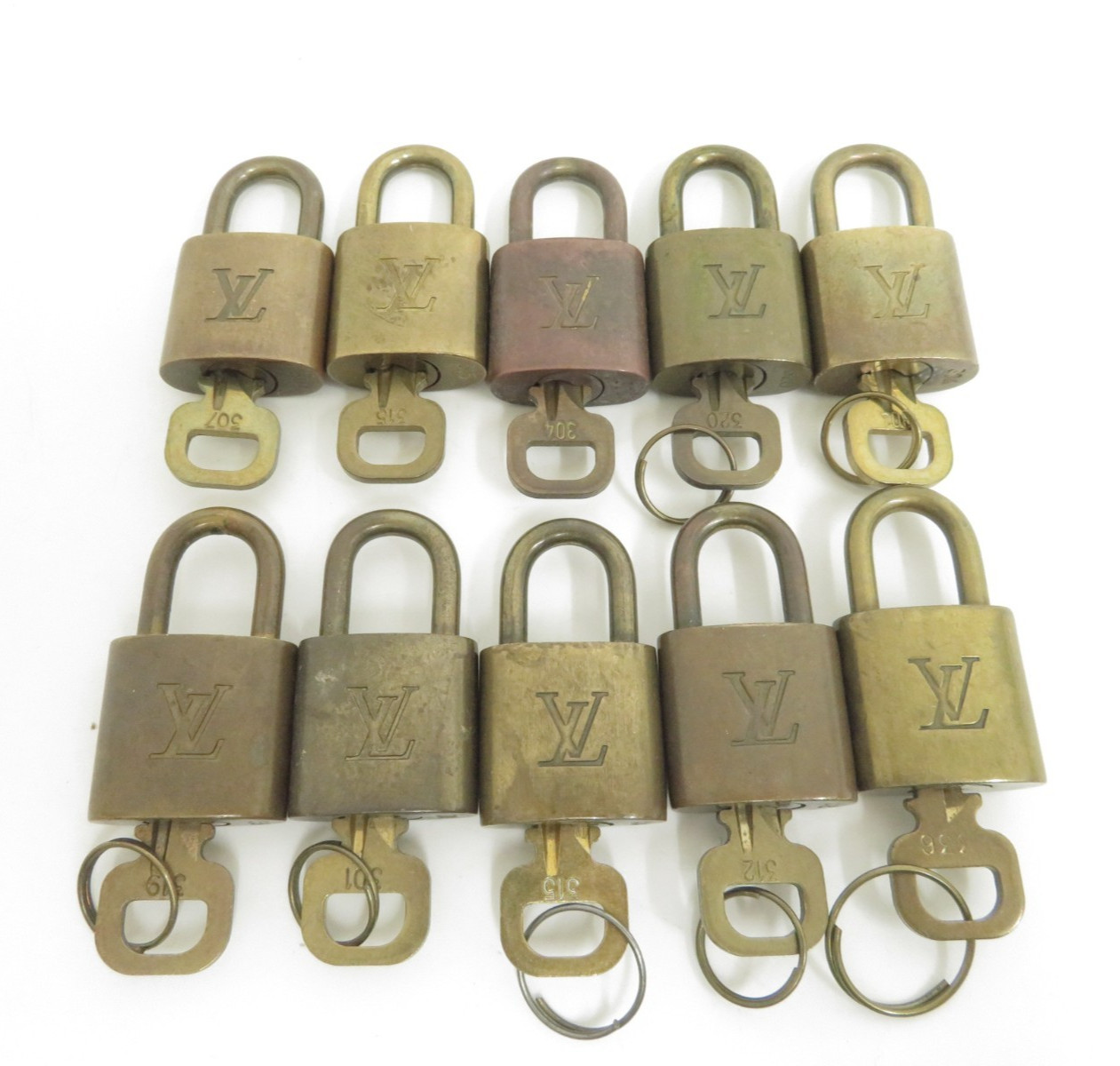 Authentic Louis Vuitton Padlock & Key 10set Gold #50985