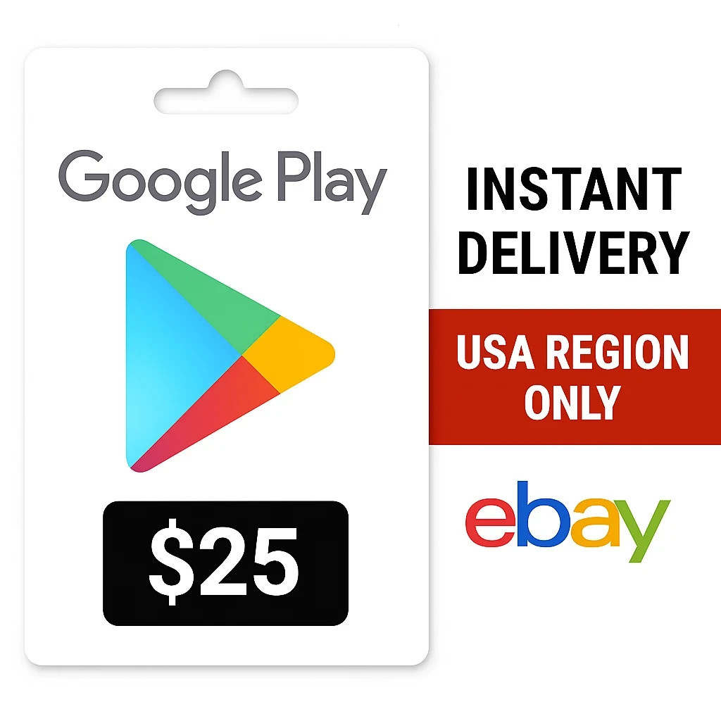 $25 Google Play Gift Card , Apps, Games and More, Instant Delivery usa account