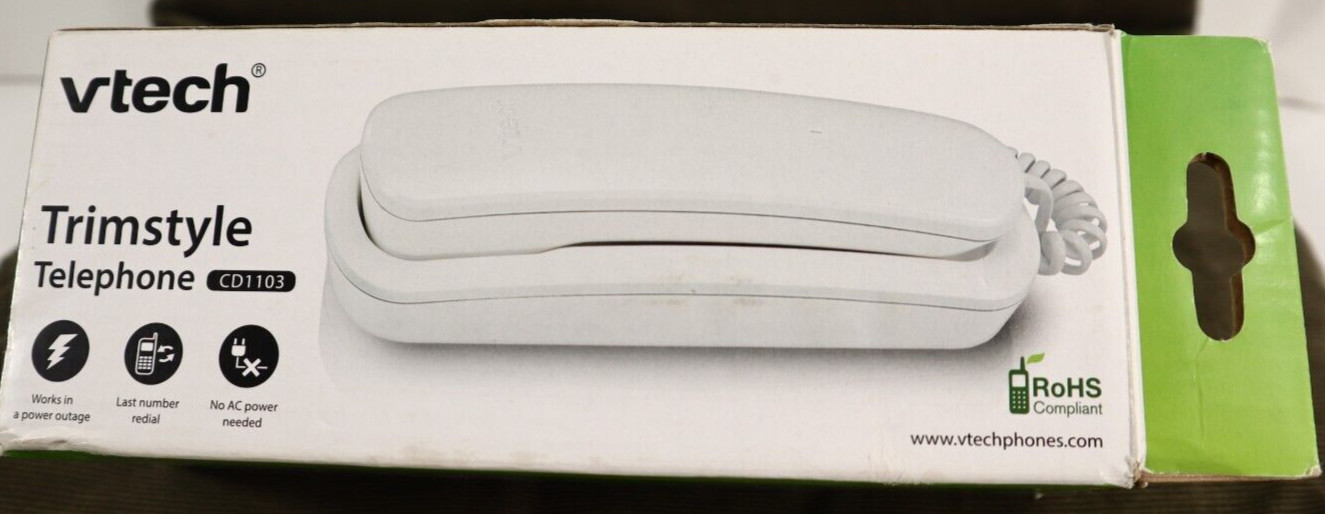 Vintage Vtech Trimstyle Corded Telephone Prop Ringer Receiver Vol Control White