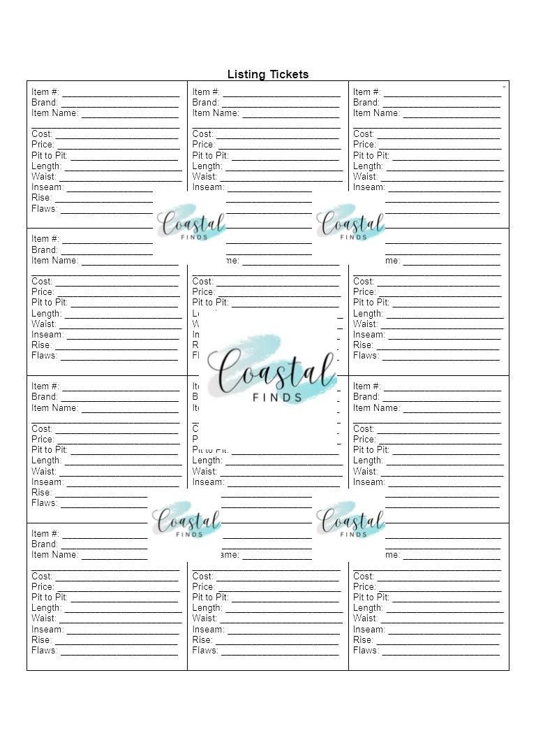 Listing Tickets for Inventory