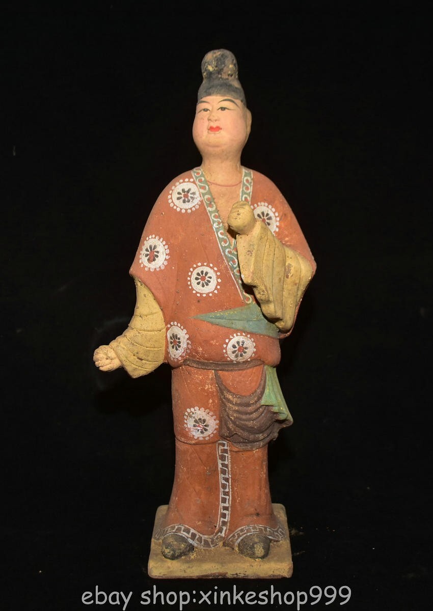 18" Old Chinese Tang Sancai Pottery Dynasty Capitalist People Statue Sculpture