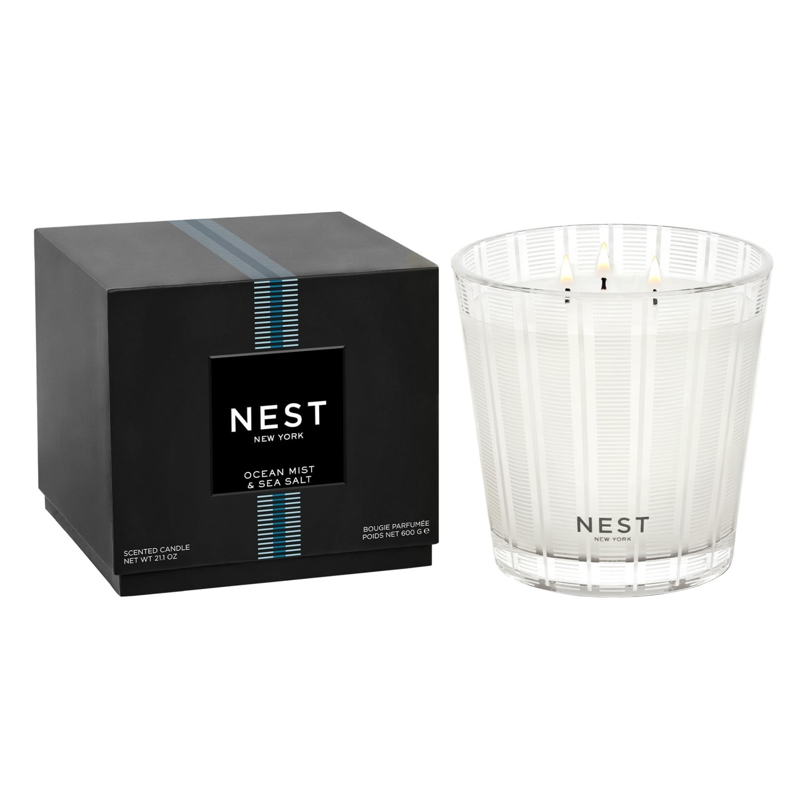 Scented 3 Wick Candle Ocean Mist & Sea Salt NEST New York 100-Hour Burn