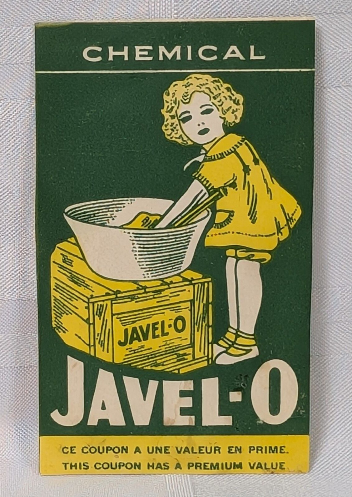 JAVEL-O CHEMICAL COUPON VINTAGE RETRO LITTLE GIRL CHILD ADVERTISING RARE OLD