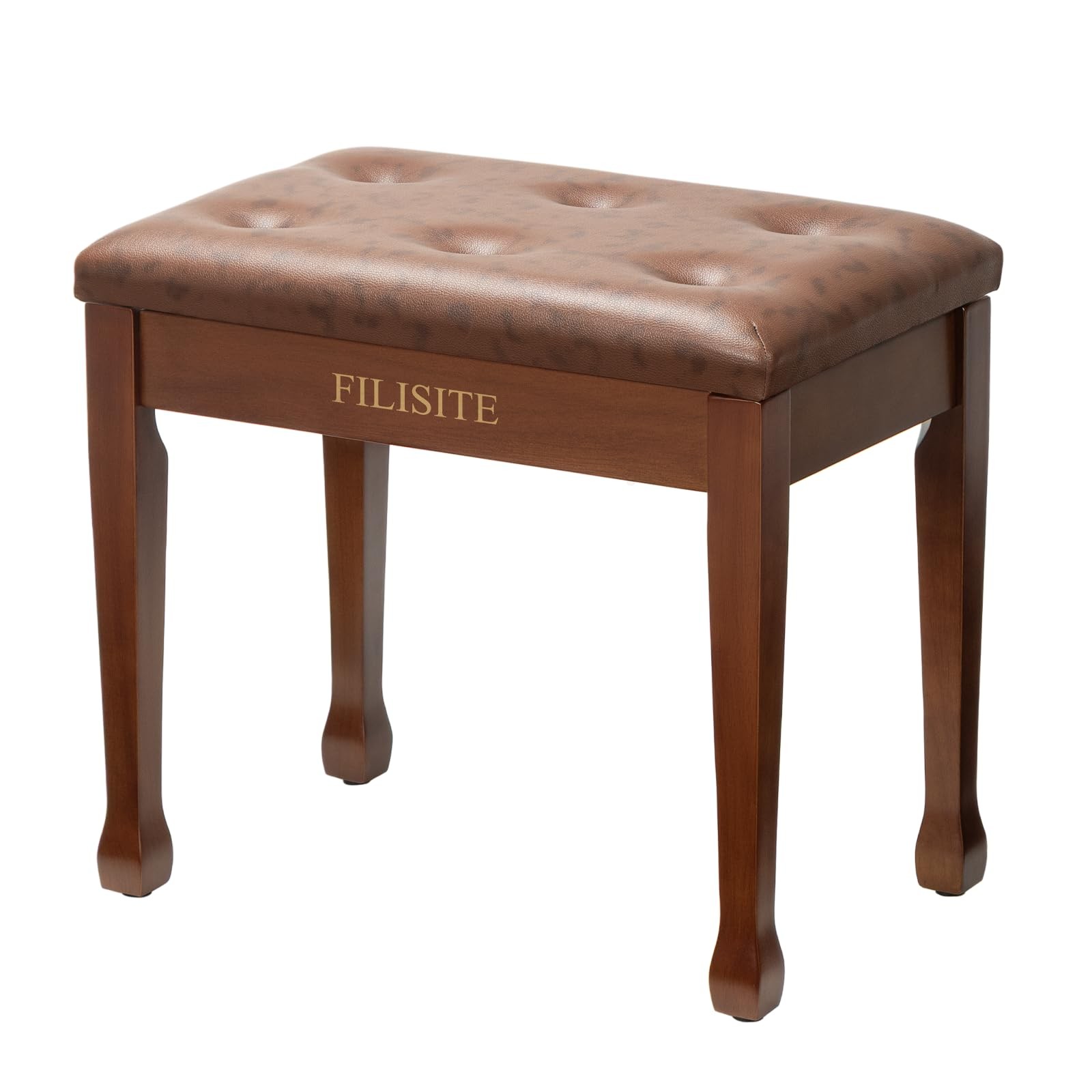 Wooden Piano Bench with Storage, Piano Stool with Waterproof Padded Cushion, ...