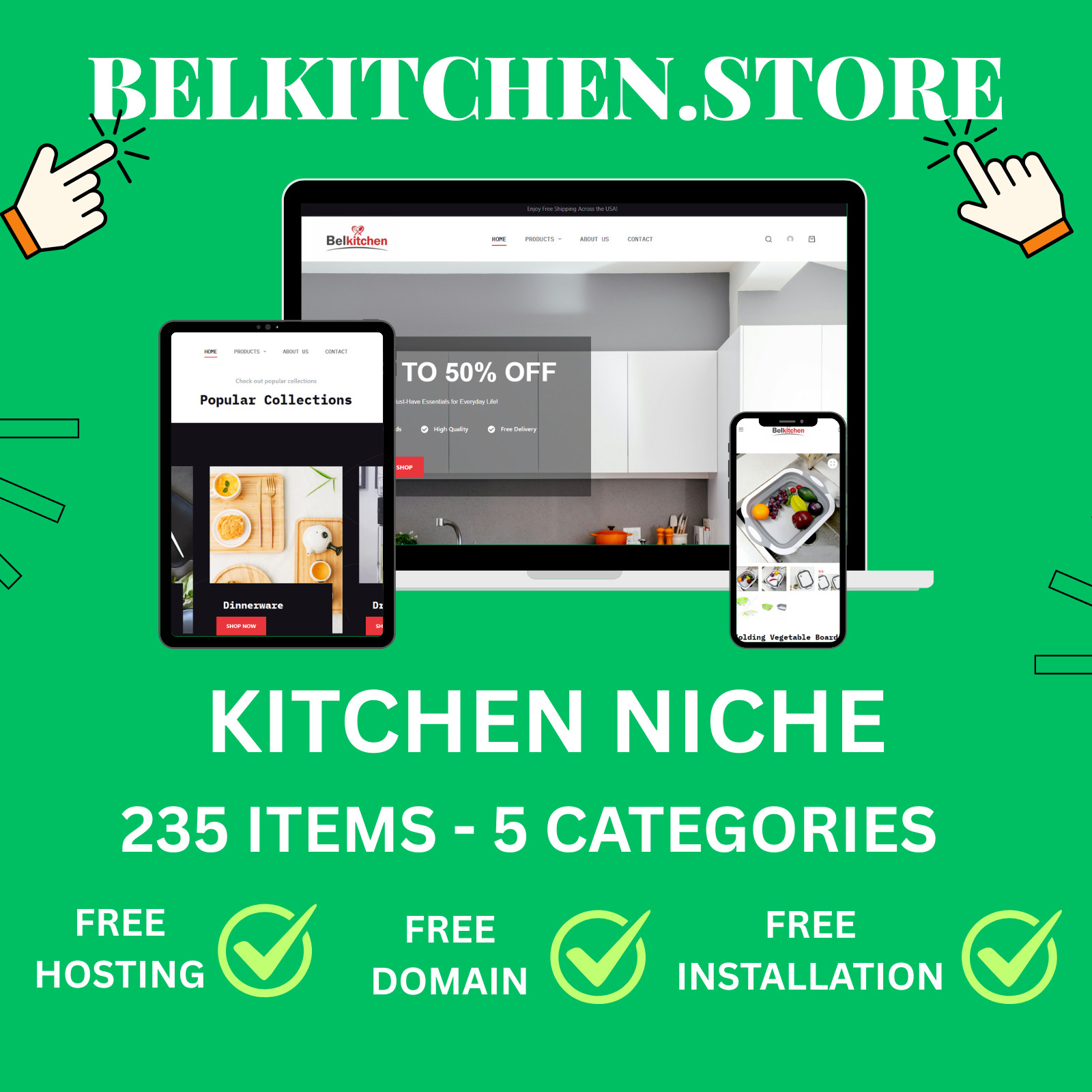 READY-MADE DROPSHIPPING Woocommerce Store - 235 Products - Kitchen niche