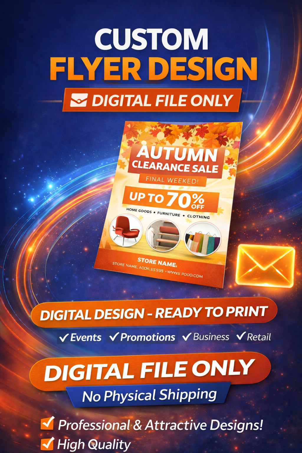 Custom Flyer Design  – Digital File Only – Ready to print Fast Delivery