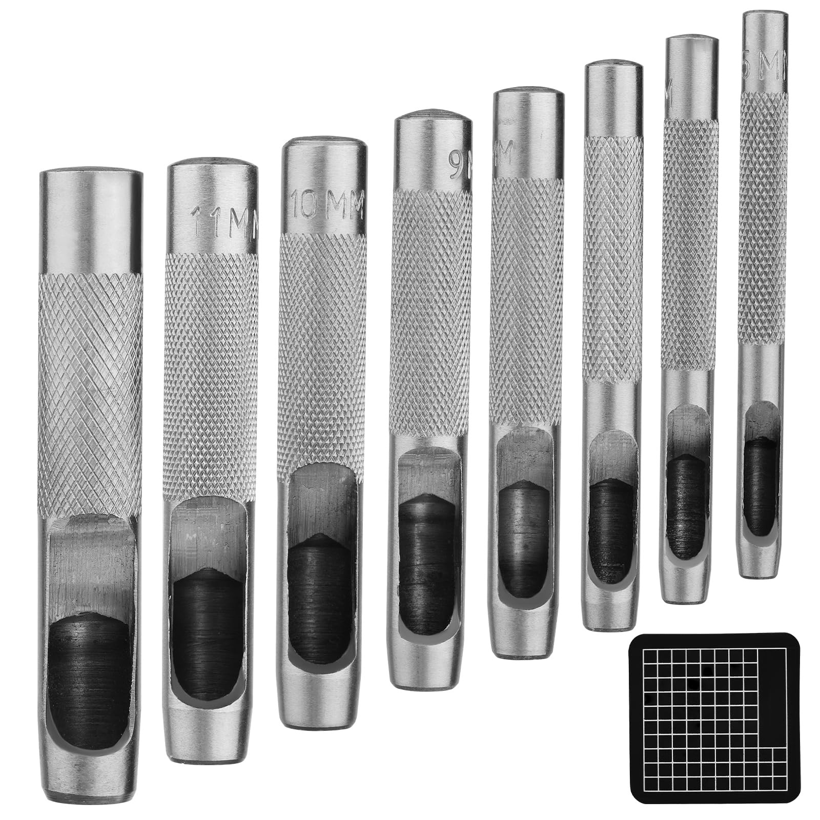 8 Pcs Leather Hole Punch Cutter 5mm13mm Hollow Punch Set for Leather Crafting...