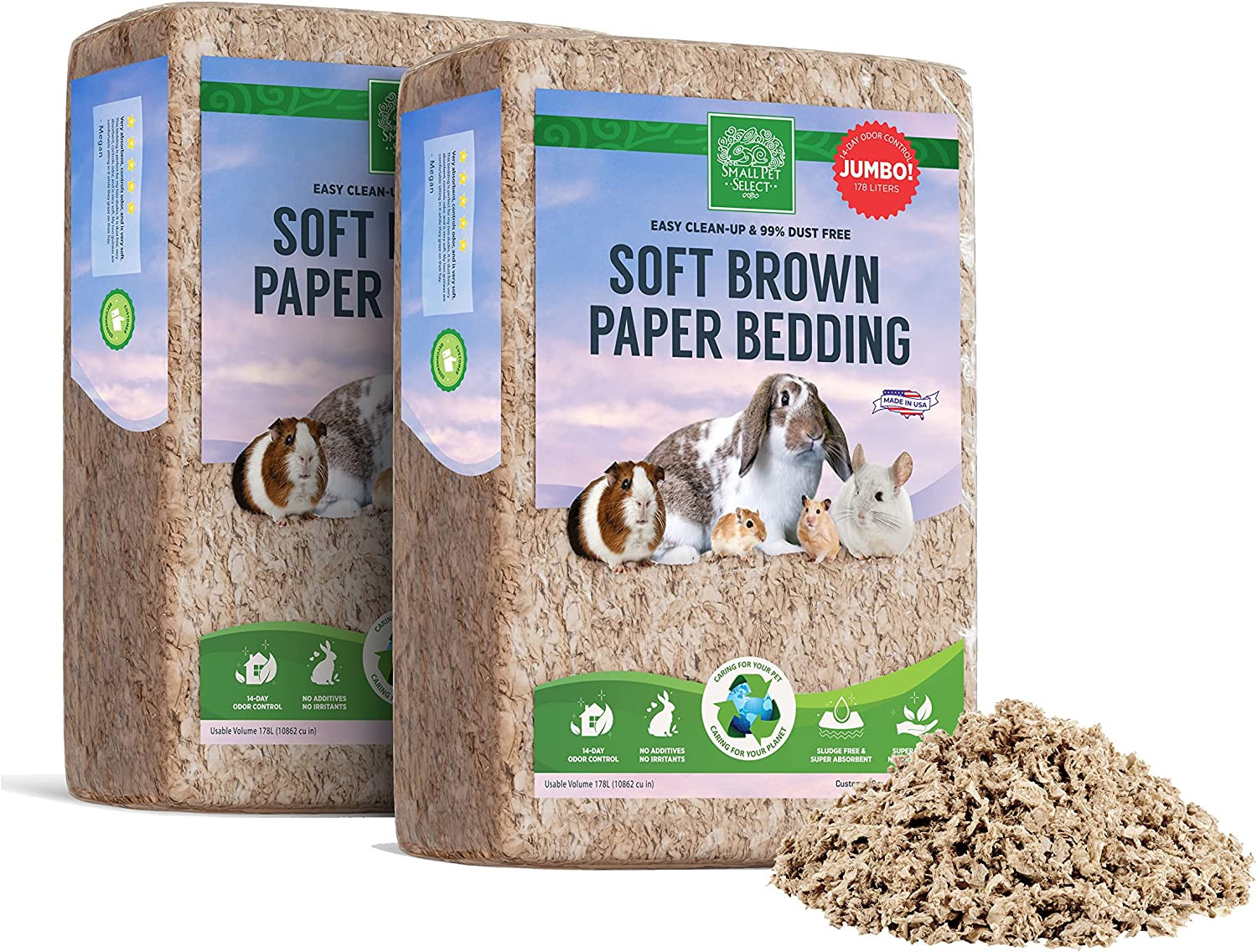 Brown Natural Paper Bedding, Soft Animal Bedding with Odor Control for Guinea Pi