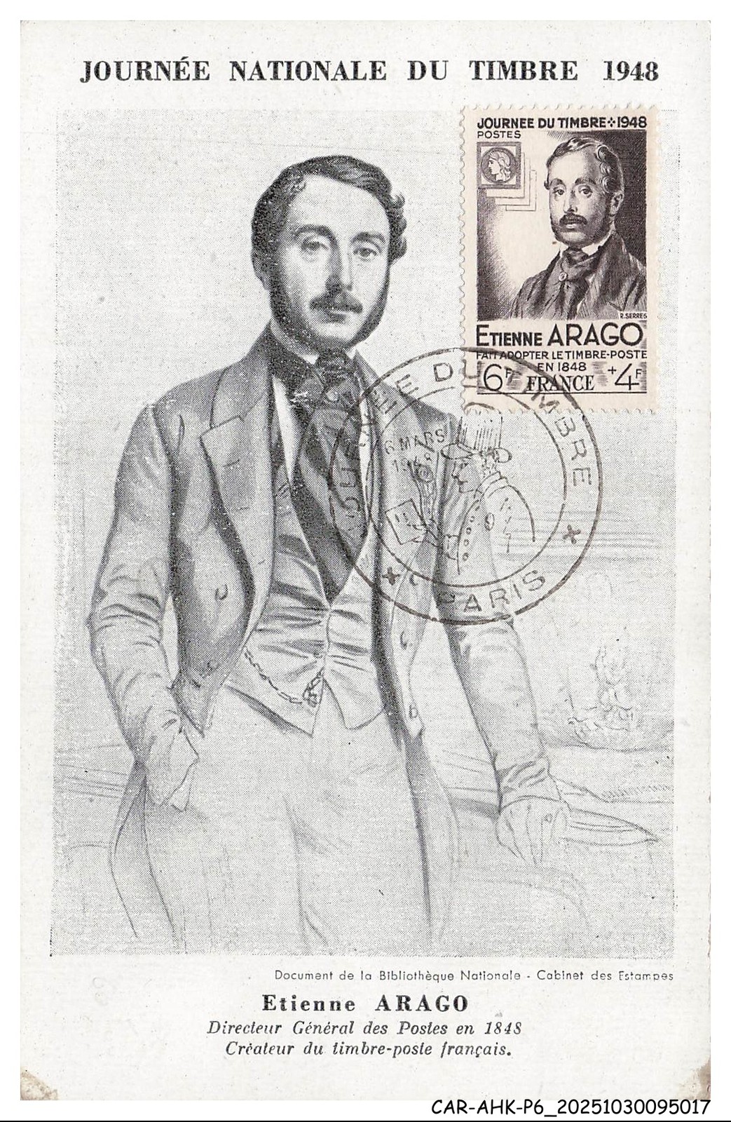 Car-AHKP6-0295-Maximum Cards - Paris - National Stamp Day - Etienne