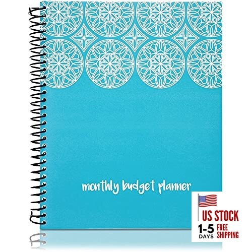Monthly Budget Planner with Pockets, Bill Organizer Expense Tracker (Blue, 