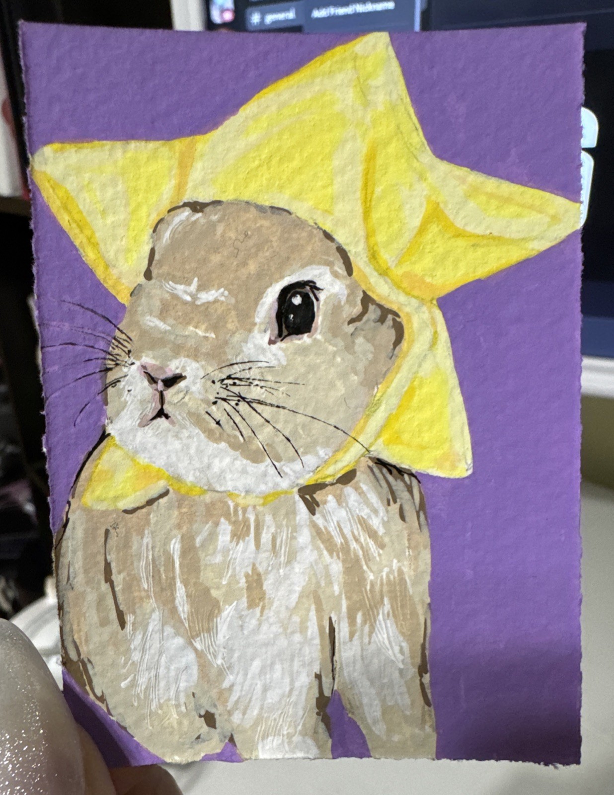 ACEO Original Painting Hand Painted : “Star Bunny “ By: Strawberriaaa