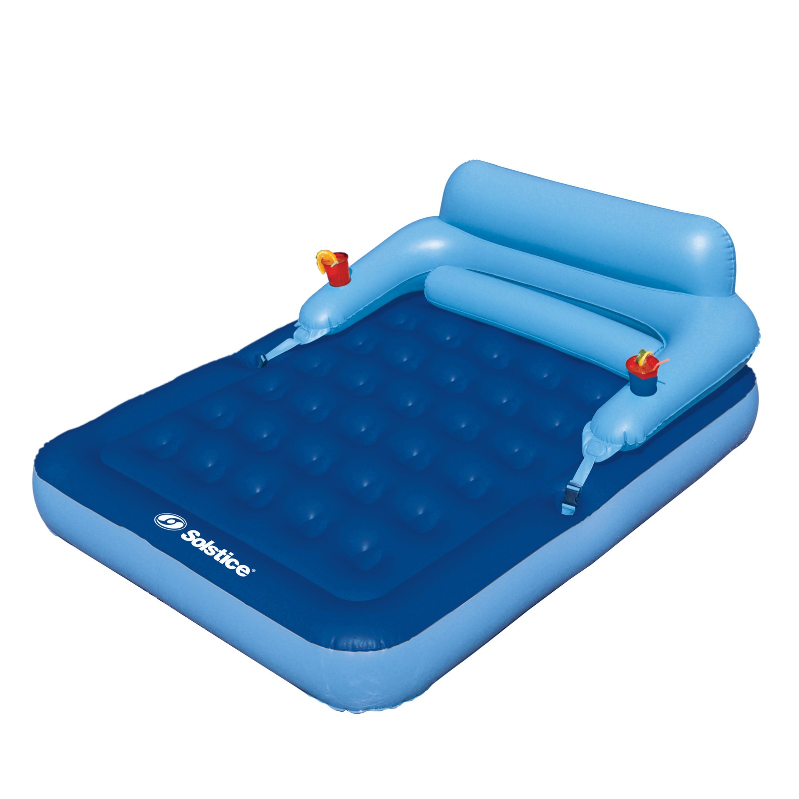 Swim Central 77" Blue Malibu Inflatable Pool Mattress Float Removable Back Rest