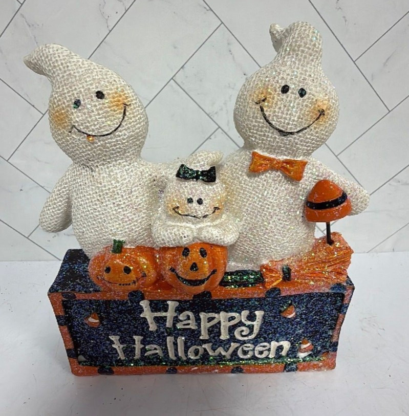 Cute Halloween Glitter Resin Ghost Family Happy Halloween Decor 5"