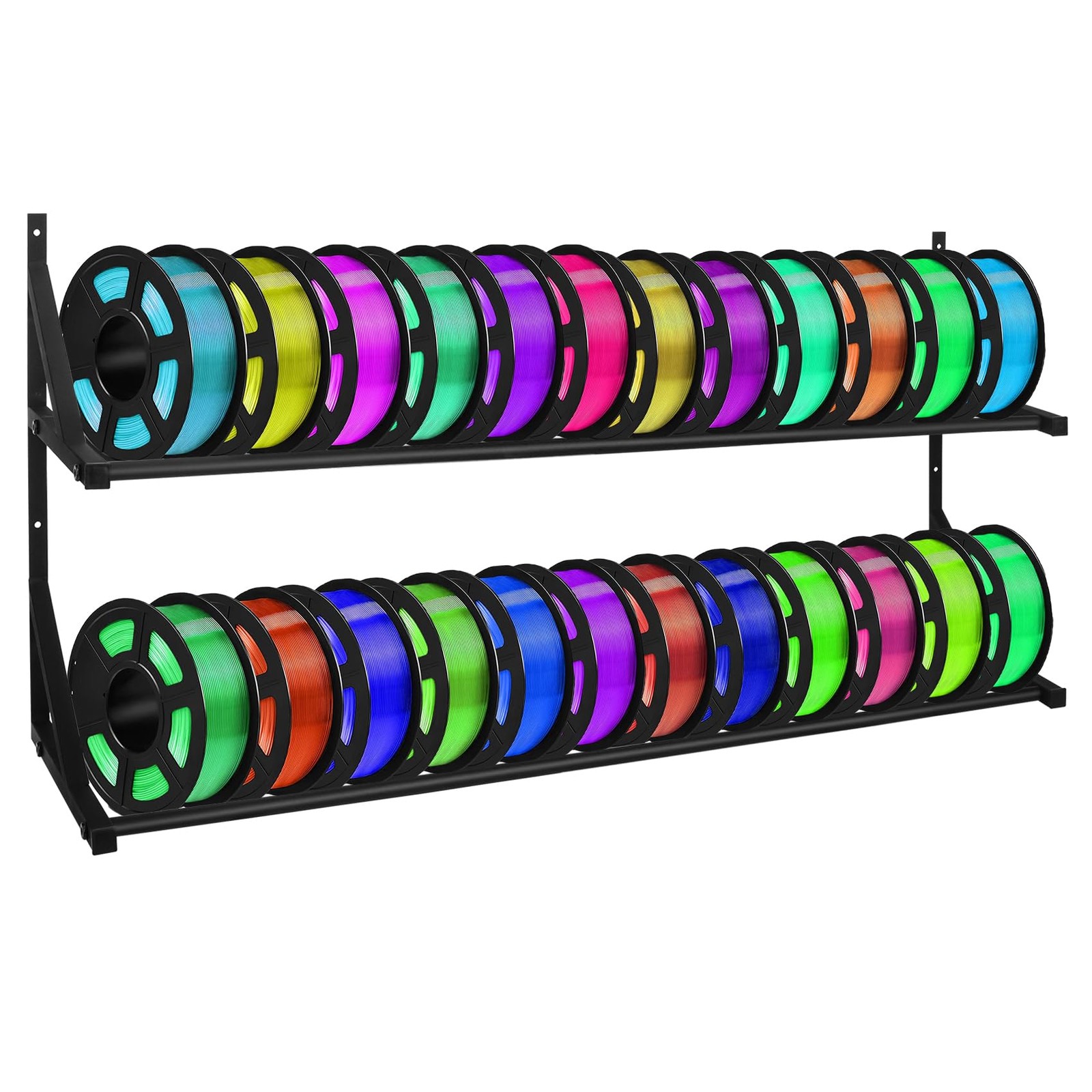 Upgrade 3D Printer Filament Storage Rack - Holds 24 Rolls of Filament, Black 