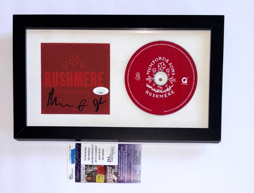 MUMFORD AND SONS BAND SIGNED RUSHMERE FRAMED CD COVER INSERT MARCUS BEN TED JSA