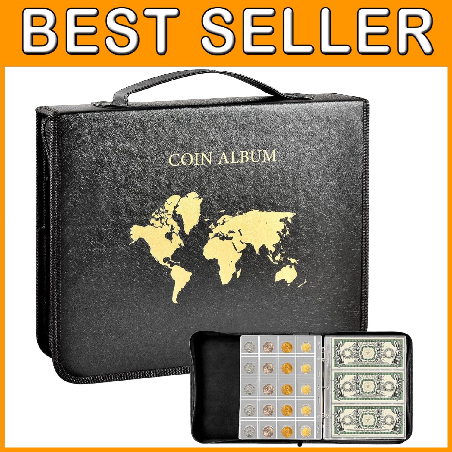 Large Capacity Coin Collection Album with 200 Pockets