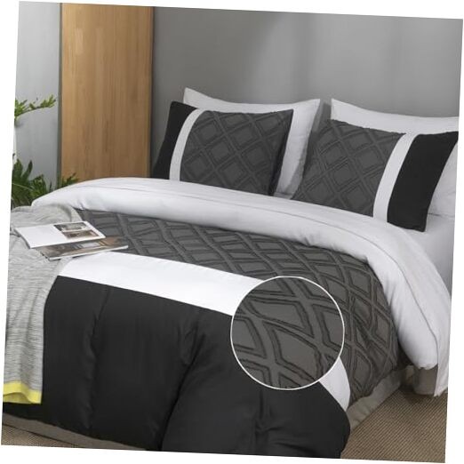 Dark Gray Tufted Duvet Cover Set Grey Black and White Queen Grey Tuft