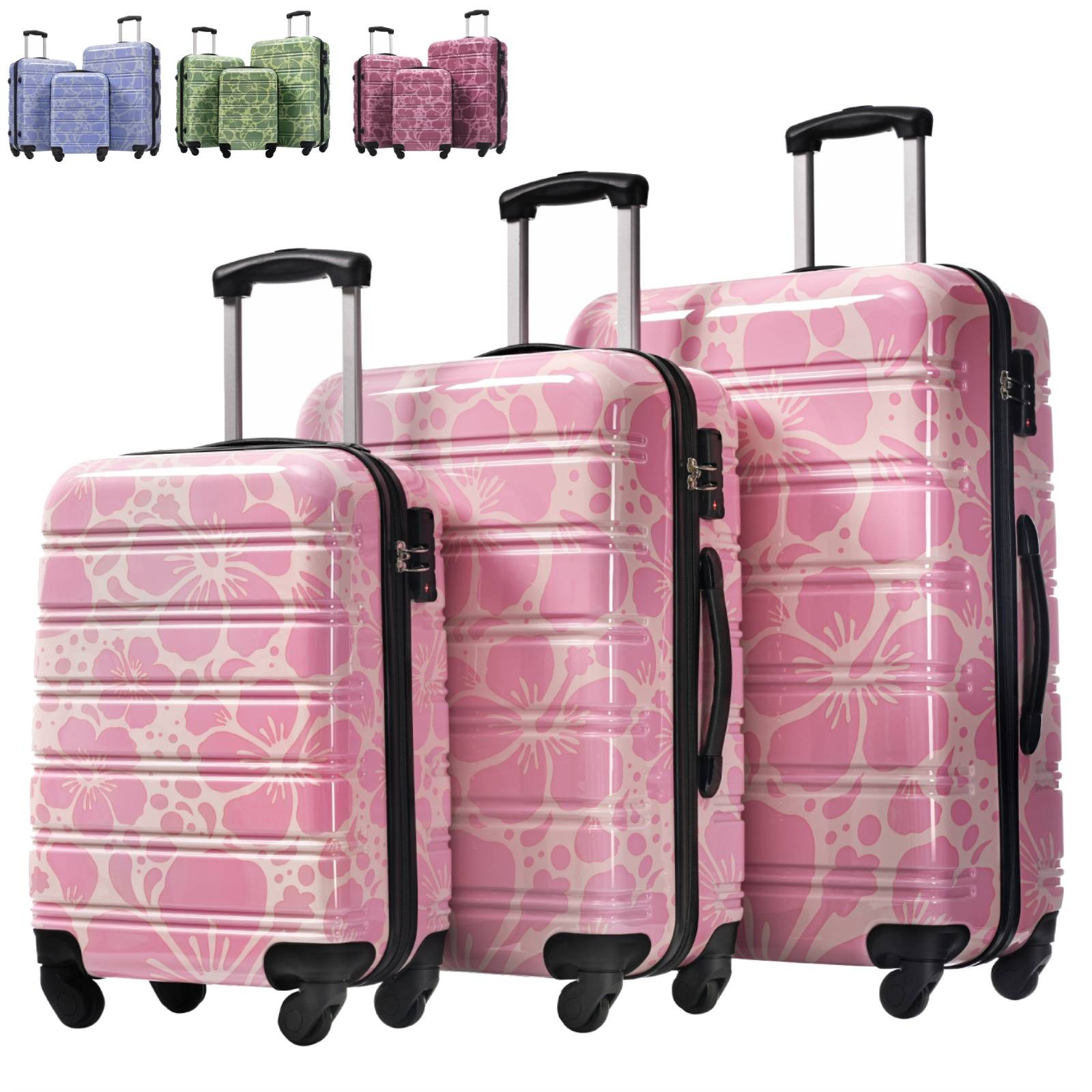 3 Piece Luggage Set Hardshell Carry on Suitcase with Spinner & Lock 20''24''28''