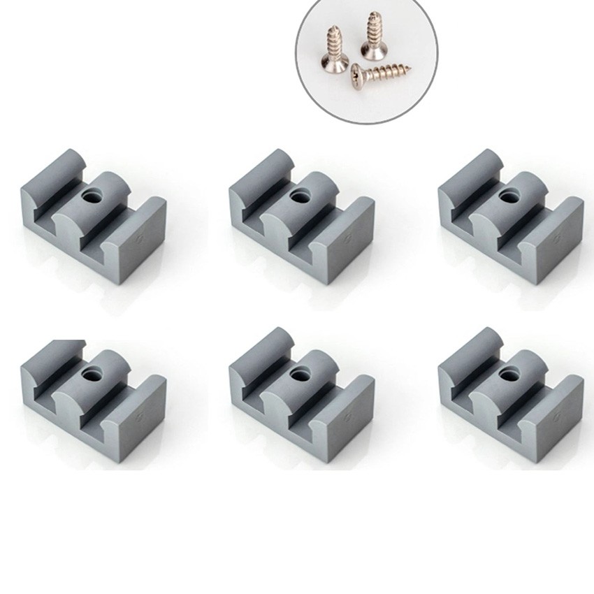 6PCS Gray Glass Door Limiters Anti-collision Shower Door Bottom Stopper Guide