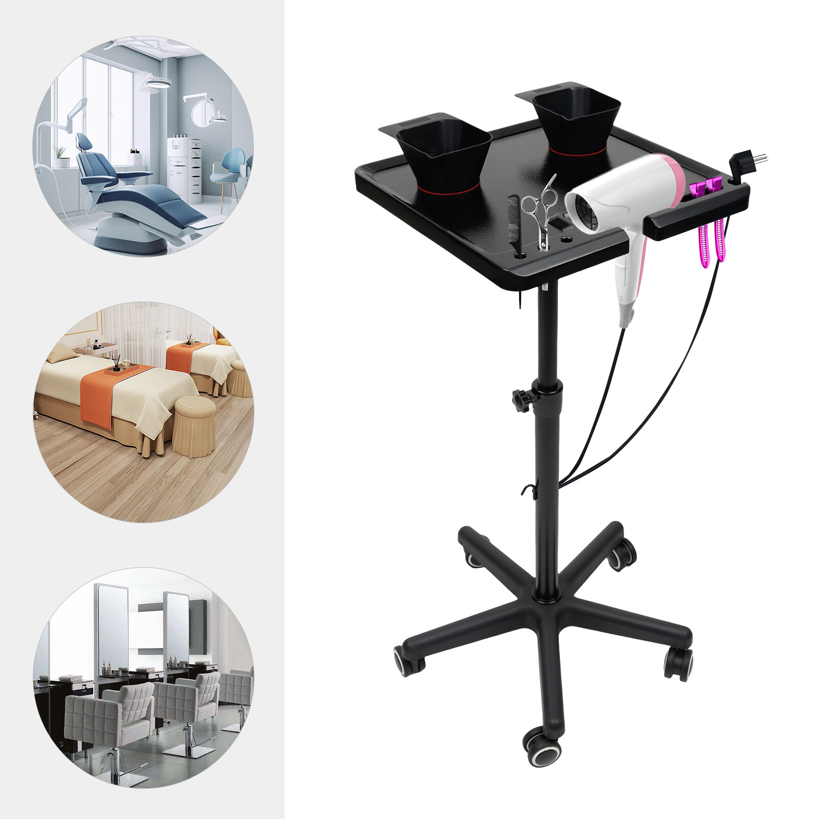 Salon Hair Extension Tool Tray Rolling Cart, Hairdressing Storage Cart Trolley