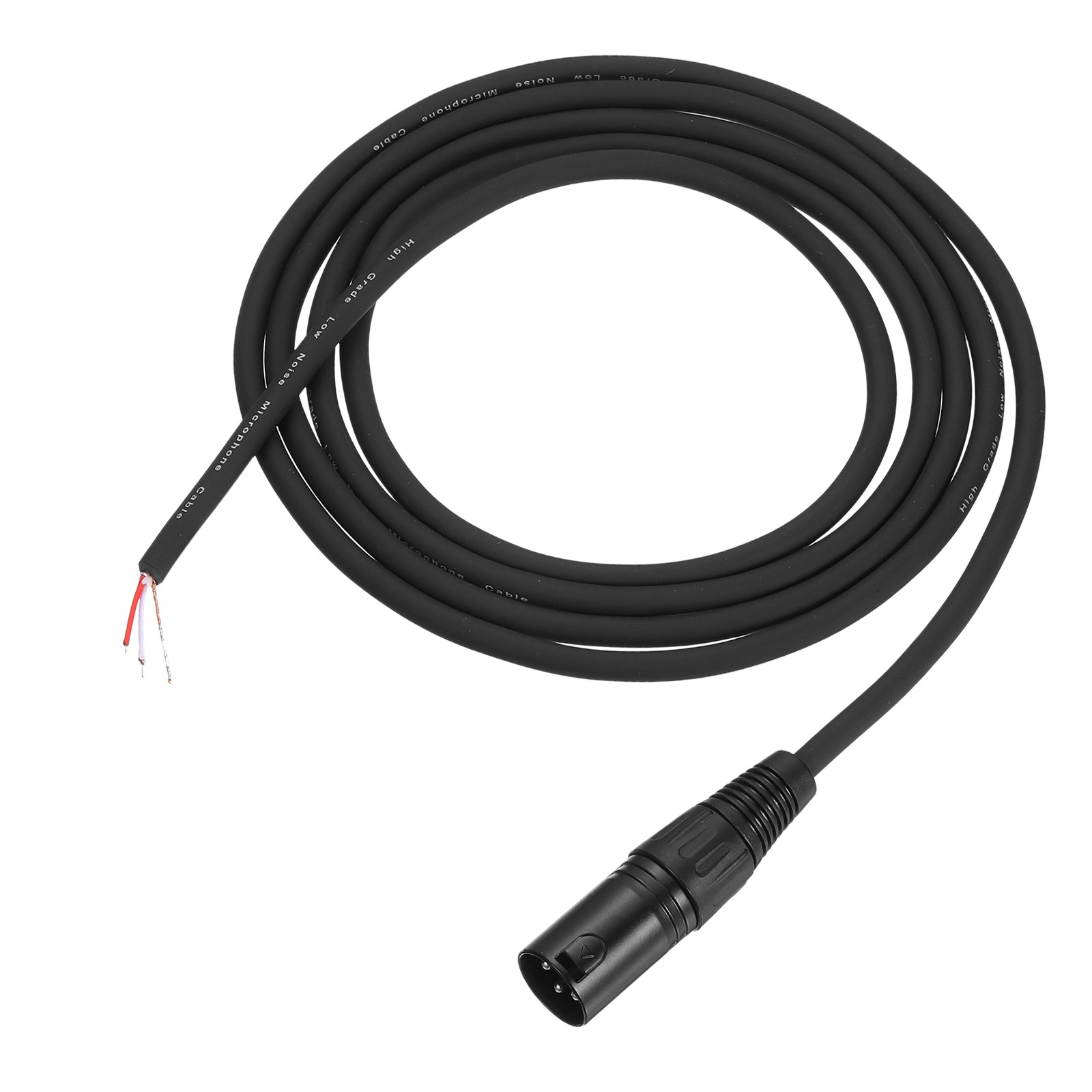 7feet XLR Microphone Open End Cable, 3Pin Male Cable Pigtail Bare Wire, Black