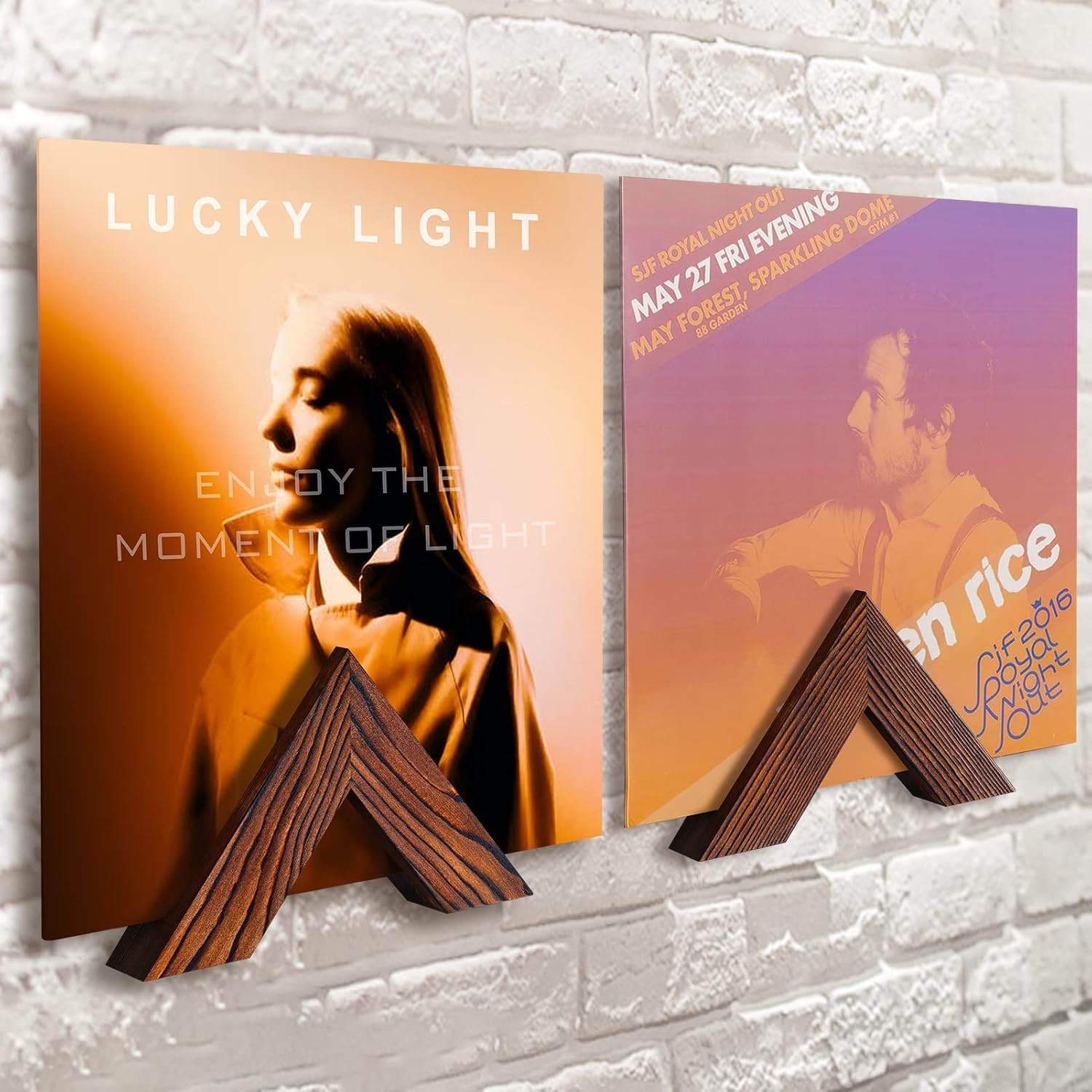 Vinyl Record Holder Set : Vinyl Wall Mount for Record Display, Pine Wood Album S