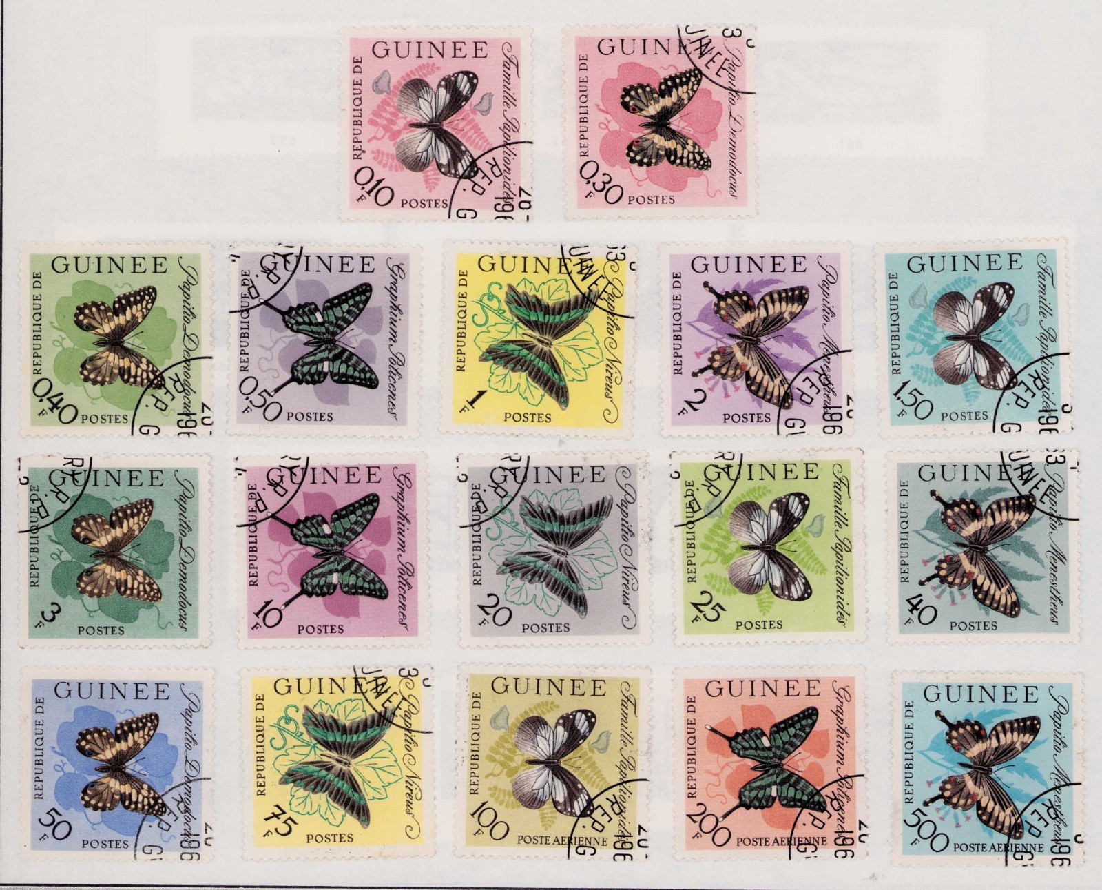 Guinea 291-C49 Butterflies Stamp Set Used 1963