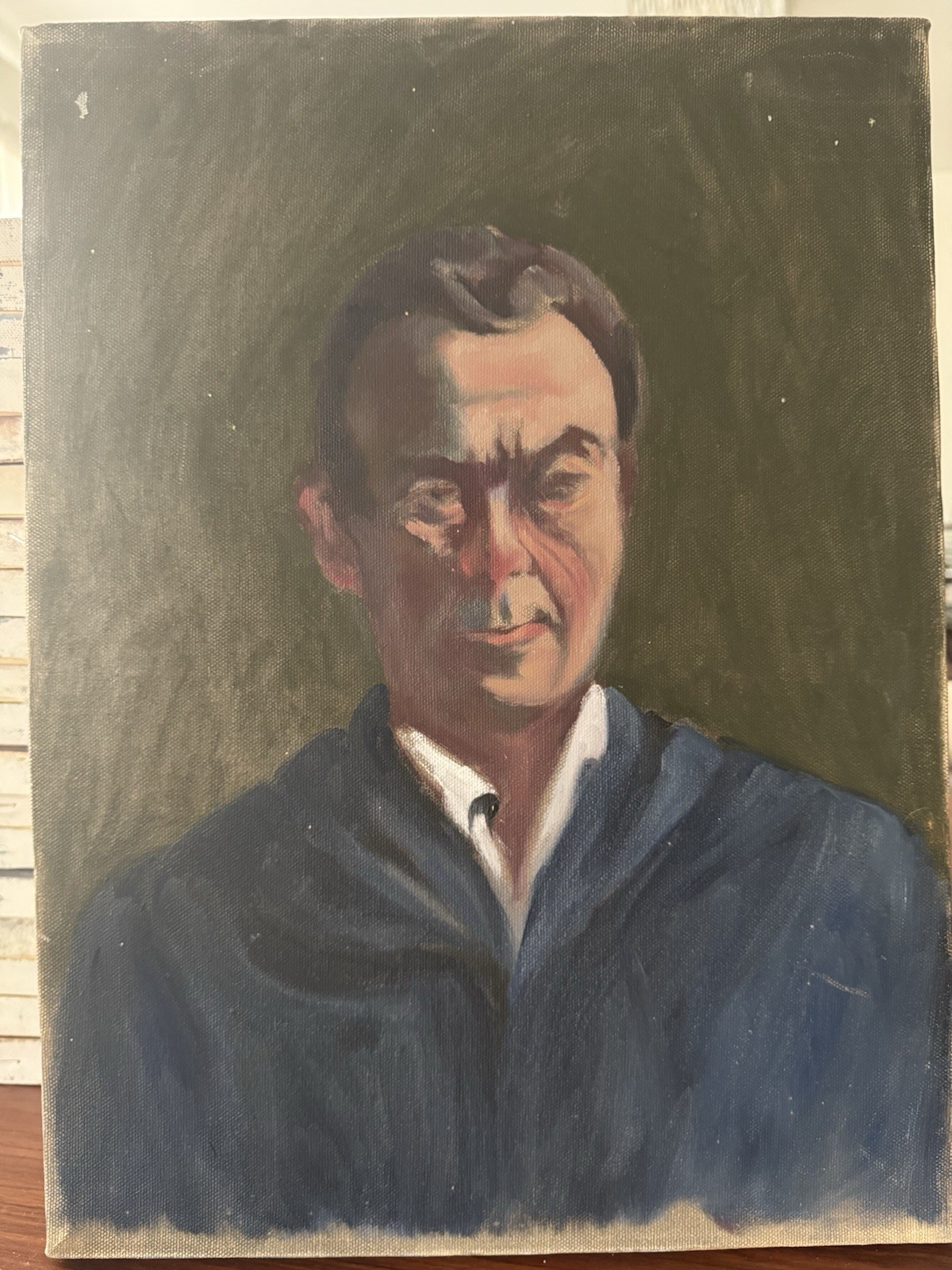 Vintage Canvas Painting Original Portrait Study Man Male OOAK