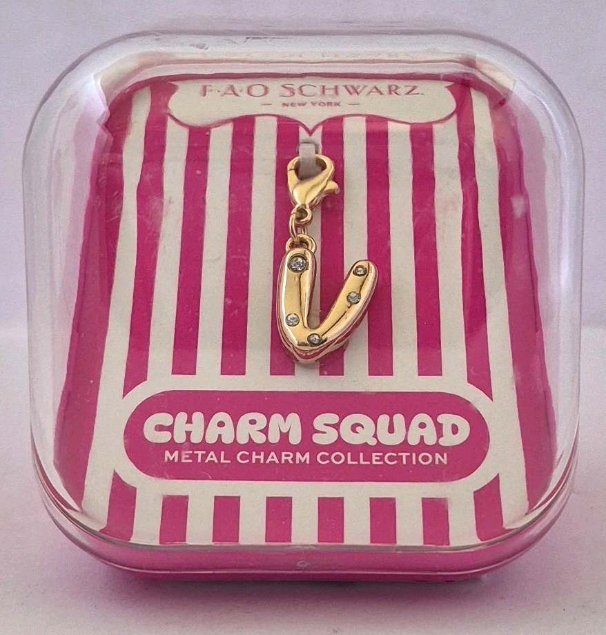 F-A-O Schwarz Charm Squad Metal Charm Collection  Letter V