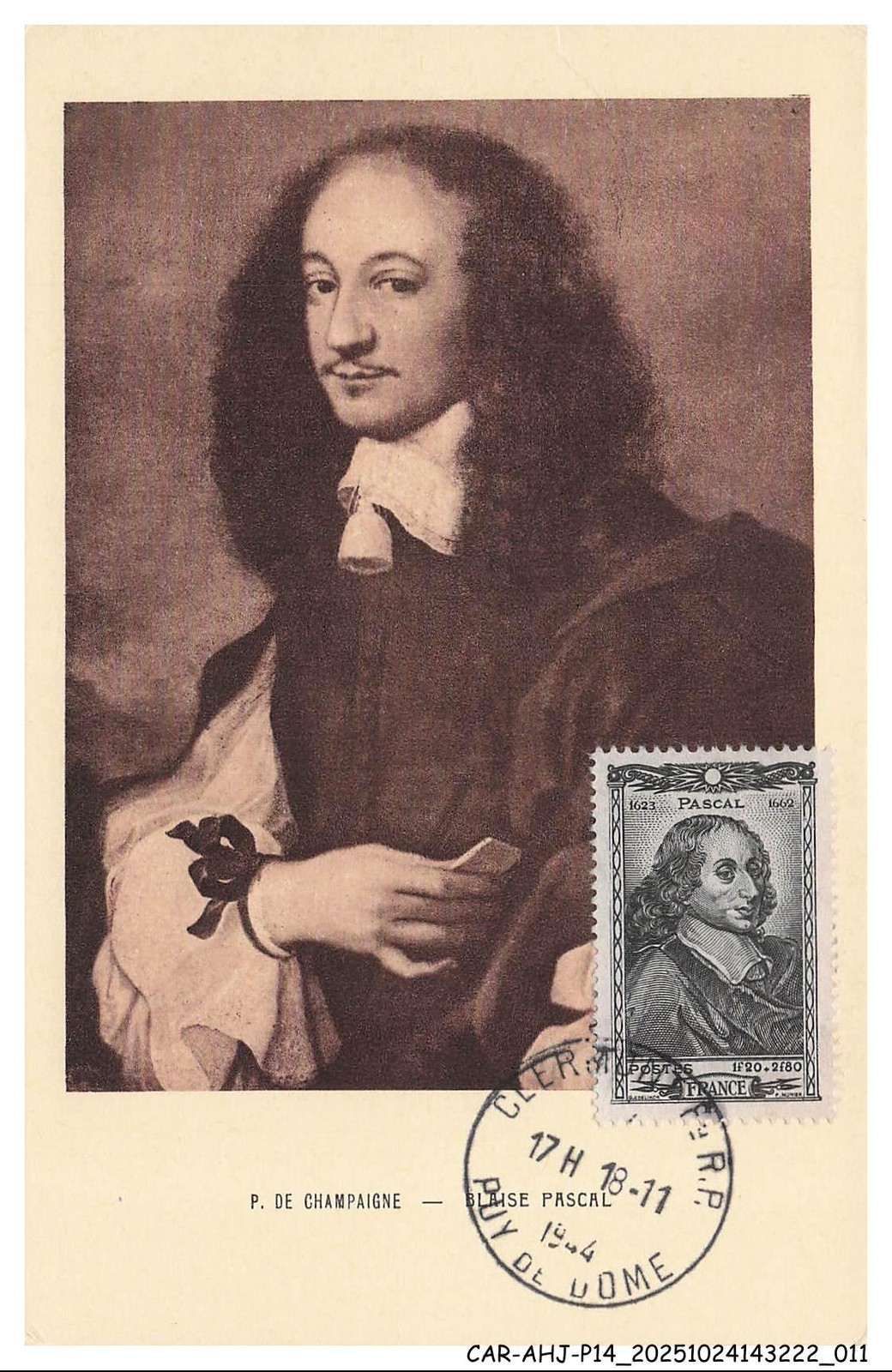 CAR-AHJP14-0666-CARTE-MAXIMUN - Blaise Pascal - 1944