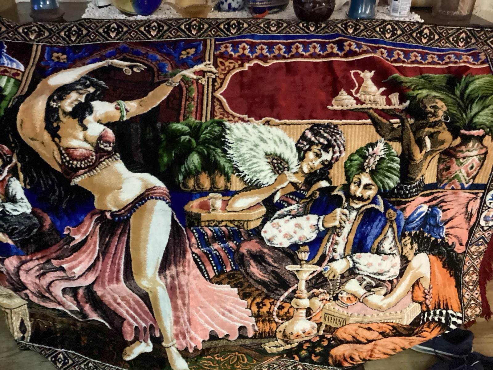 Vintage Turkish Tapestry Featuring Dancer