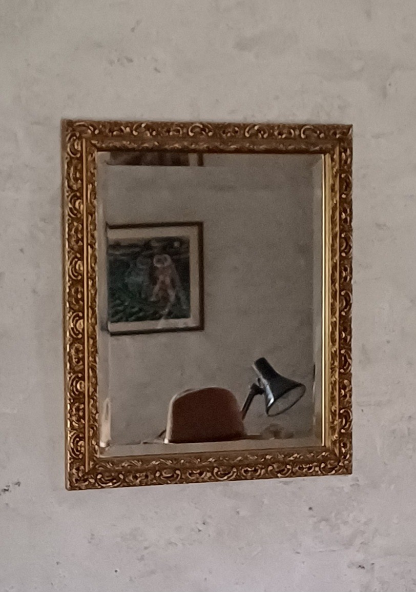 Vintage  Ornate Gold Gilt Framed Wall Mirror / 44 x 38cm