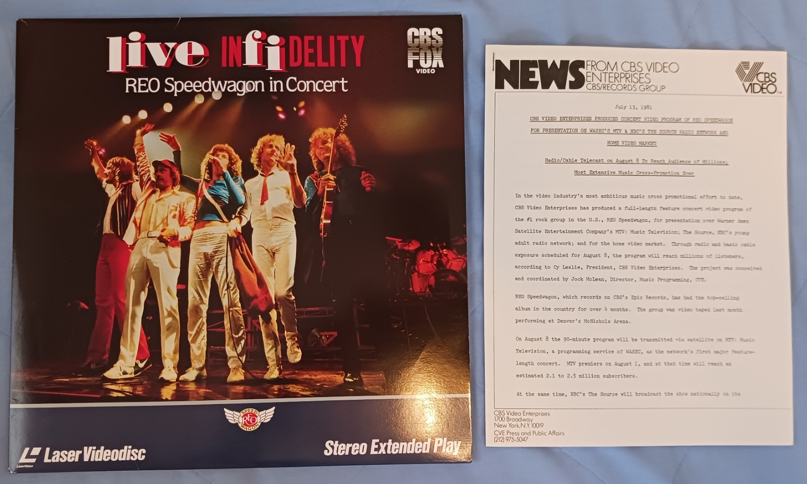 Reo Speedwagon Live Infidelity laserdisc NM