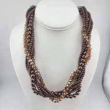 Multistrand Bronze Color Bead Necklace