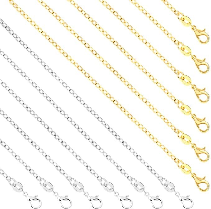 SANNIX 50 Pack 24 Inch Necklace Chains Bulk for Jewelry 24 Inch, Silver 
