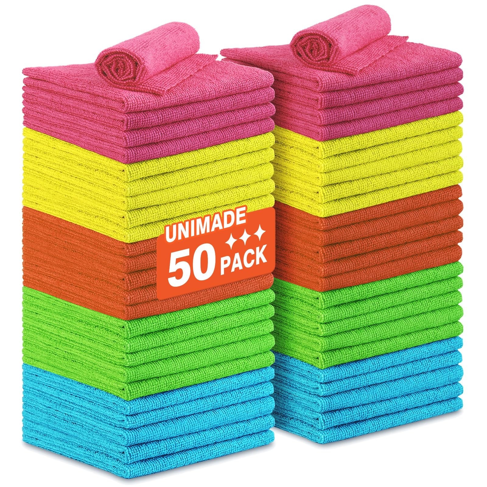 Microfiber Cleaning Cloth, 50PK Reusable Shop Rags Bulk Microfiber Cleaning C...