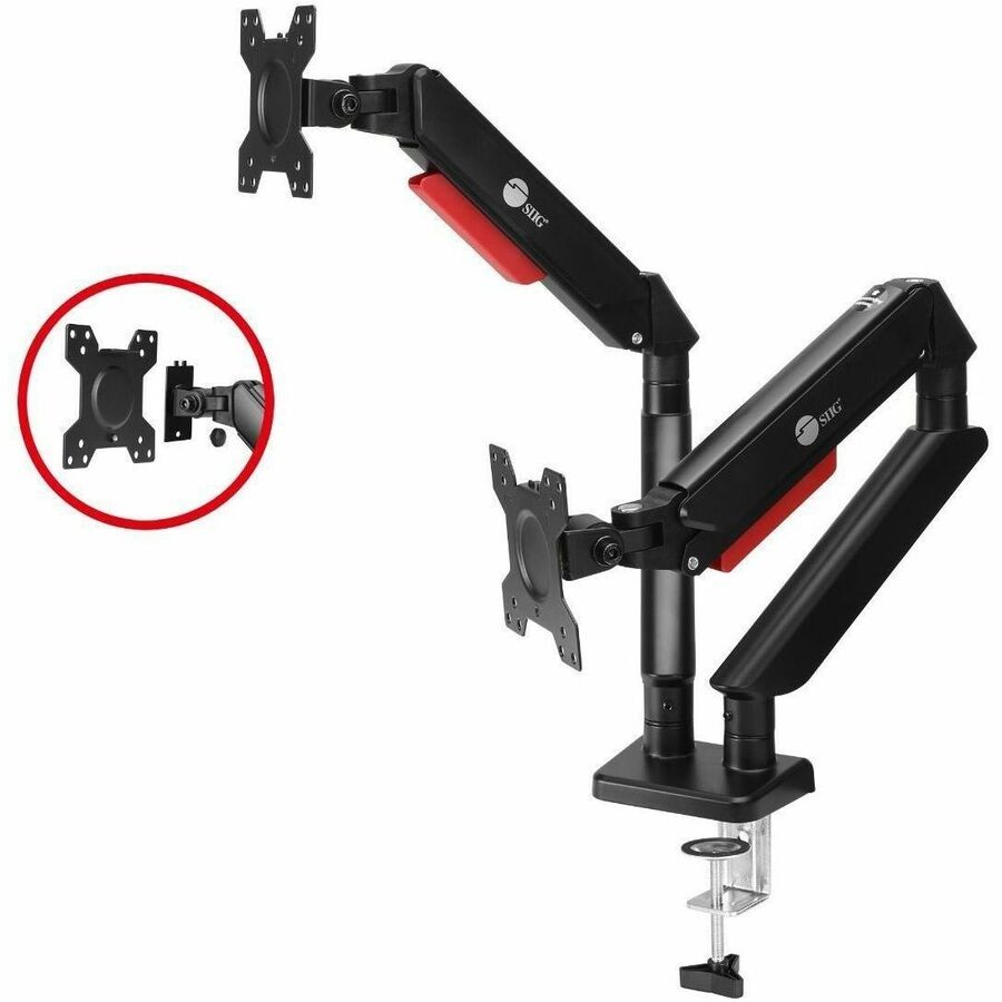 SIIG Dual Monitor Gas Spring Arm Desk Mount, 13"-32", Max Load 22 lbs